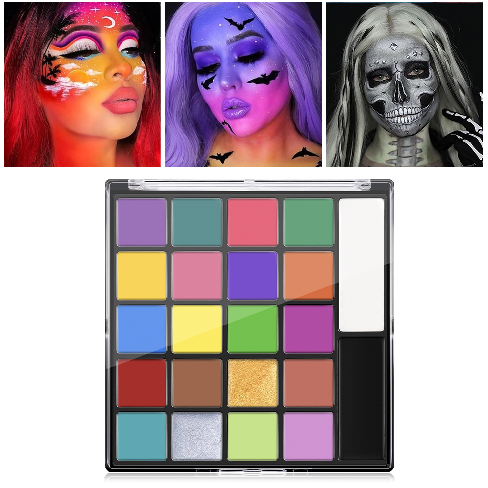 Cosplay Prop Paint - 22 สีภาพวาดชุดสําหรับเด็กผู้ใหญ่,สีแต่งหน้า Palette พร้อมแปรง, ฮาโลวีน Carnival