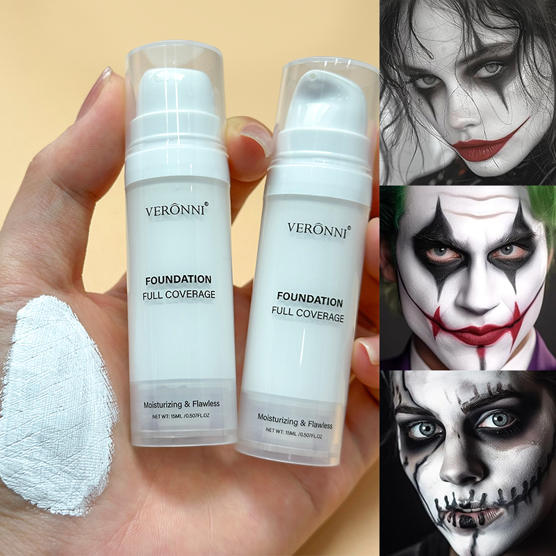 Cosplay Prop Primer - ฮาโลวีน Liquid Goth แต่งหน้าสีขาวการจับคู่รองพื้นคอนซีลเลอร์คอสเพลย์สีขาว Clown สีขาว