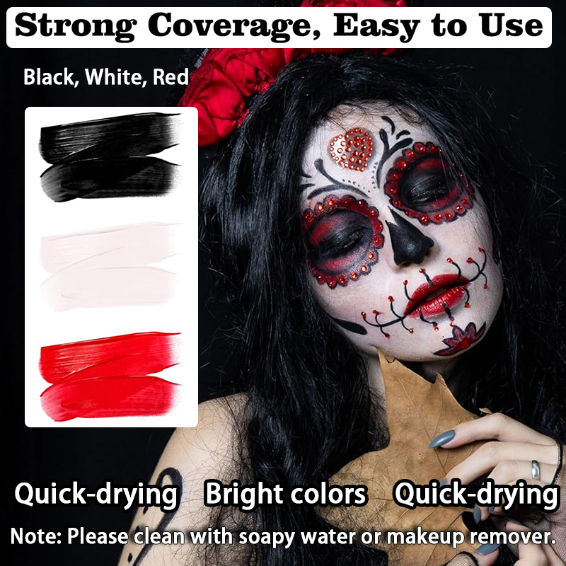 ชุดสีเพ้นท์หน้าแบบน้ำ 3 สี (ดำ - Cosplay Prop Paint บทวิจารณ์และราคา