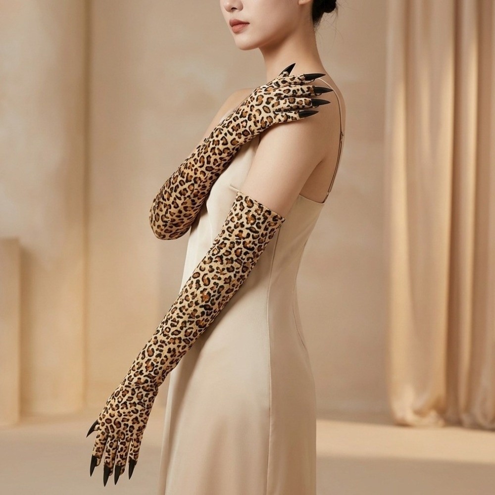 ถุงมือลายเสือดาวแขนยาว ถุงมือค - Cosplay Prop Pattern บทวิจารณ์และราคา